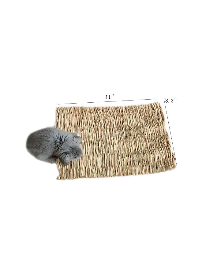 Grass Mat Woven Bed Mat for Small Animal Bunny Bedding Nest Chew Toy Bed Play Toy for Guinea Pig Parrot Rabbit Hamster Rat(Pack of 3) - Image 2